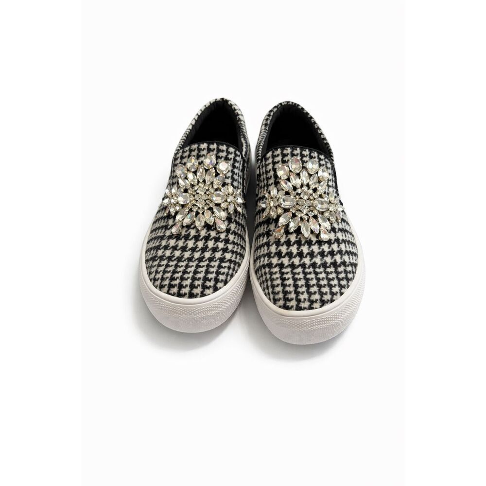Kate Spade Gizelle Rhinestone Jewel Houndstooth Slip On Shoes Size 6M New